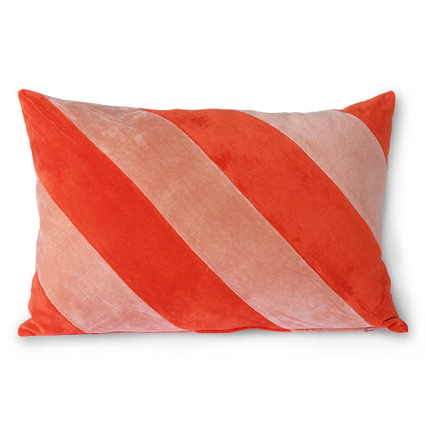HKLIVING - Striped Velvet Sierkussen - Red/Pink