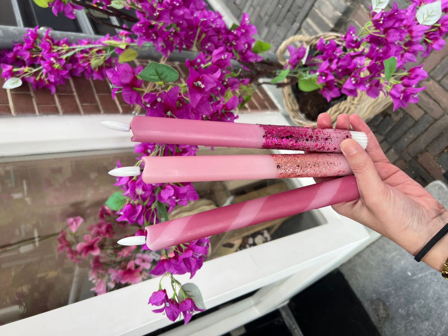 Led Kaars - Glitter Donkerroze