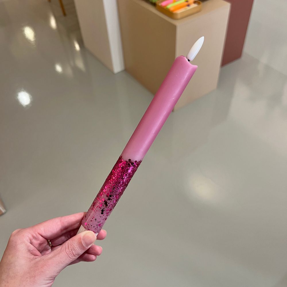 Led Kaars - Glitter Donkerroze