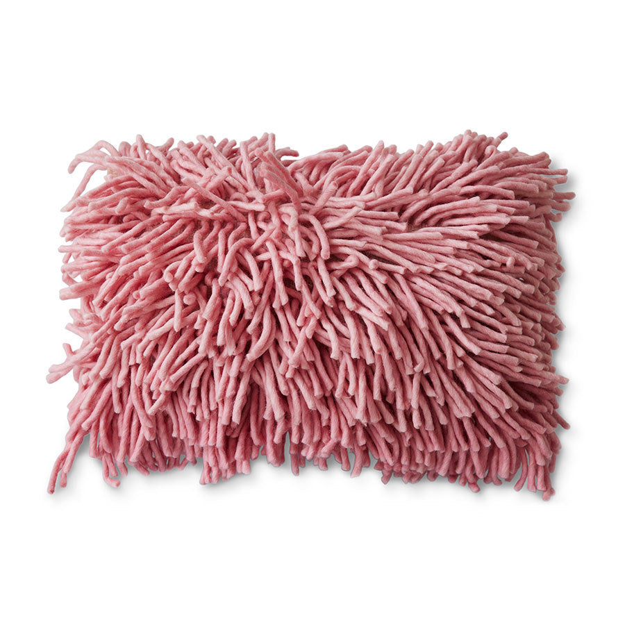 HKLIVING - Rugged Woolen Sierkussen - Pink