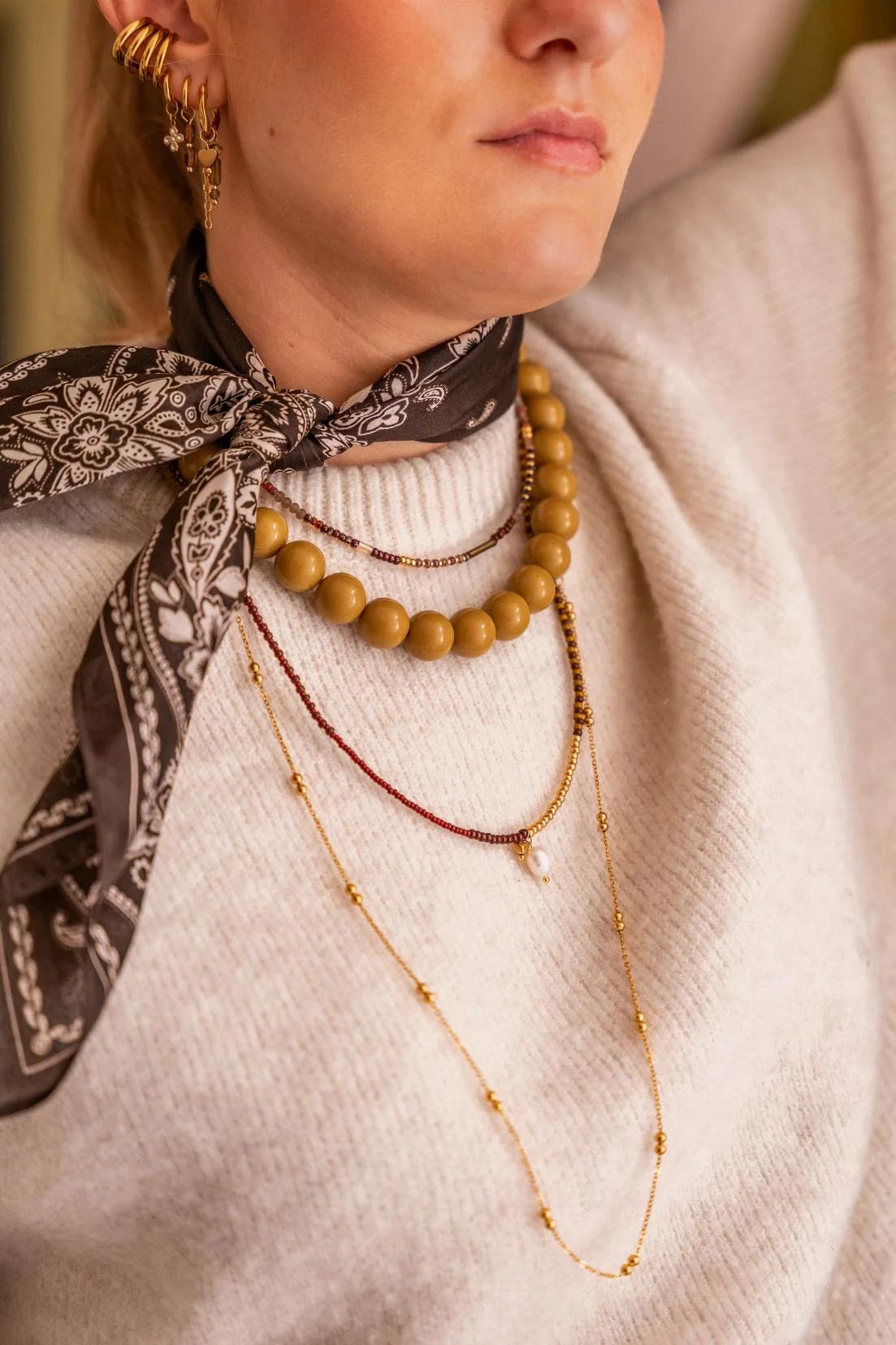 Label Kiki - Necklace Gold - Chique brown