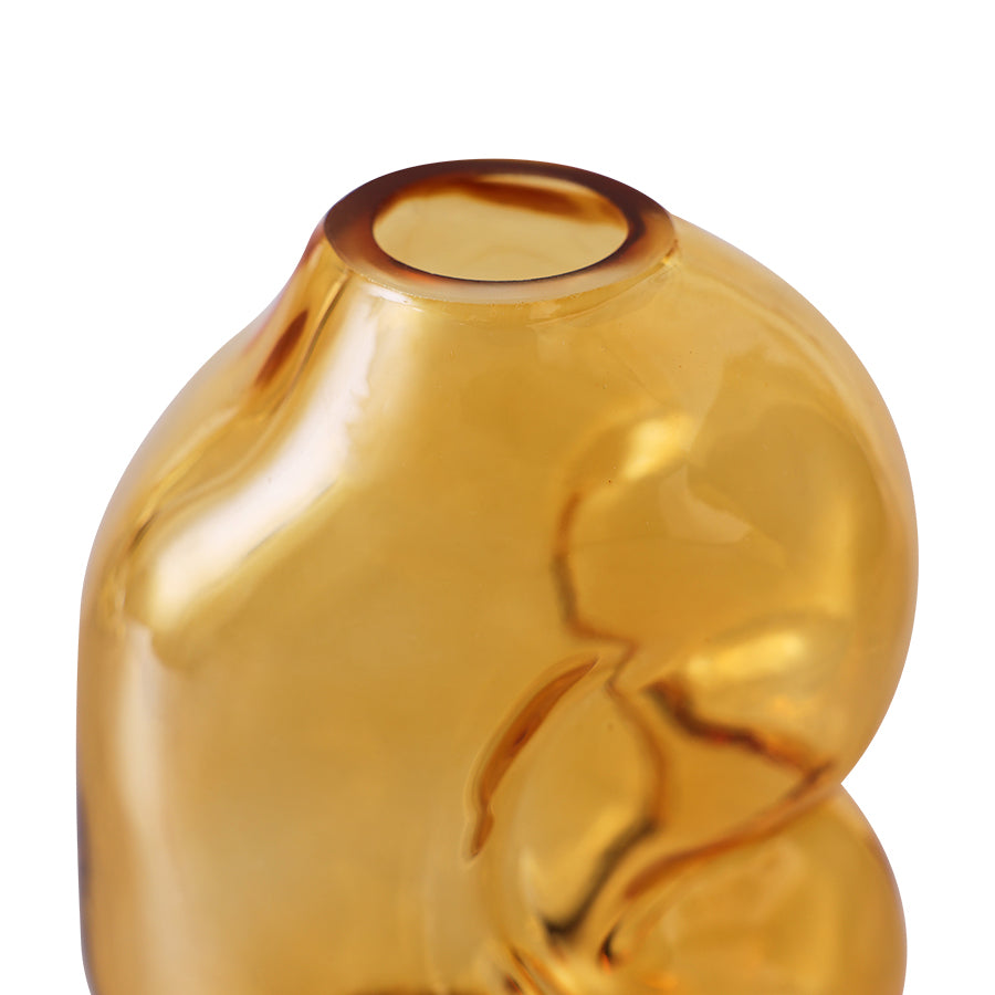 HKLIVING - Gleam Glazen Vaas - Amber Small