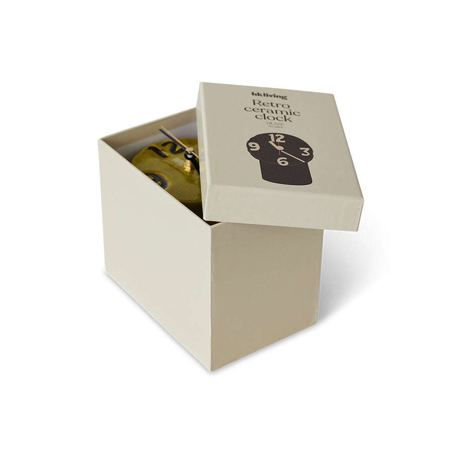 HKLIVING - Retro Ceramics Tafelklok - Olive
