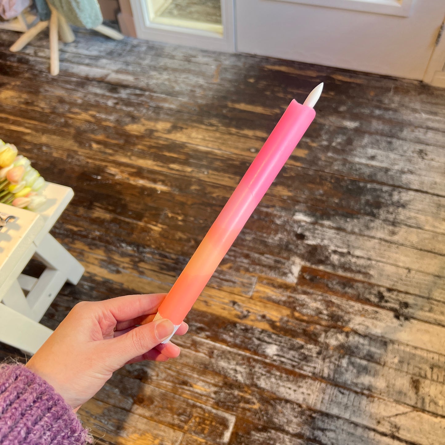 Led Kaars - 4 kleuren oranje/roze pastel