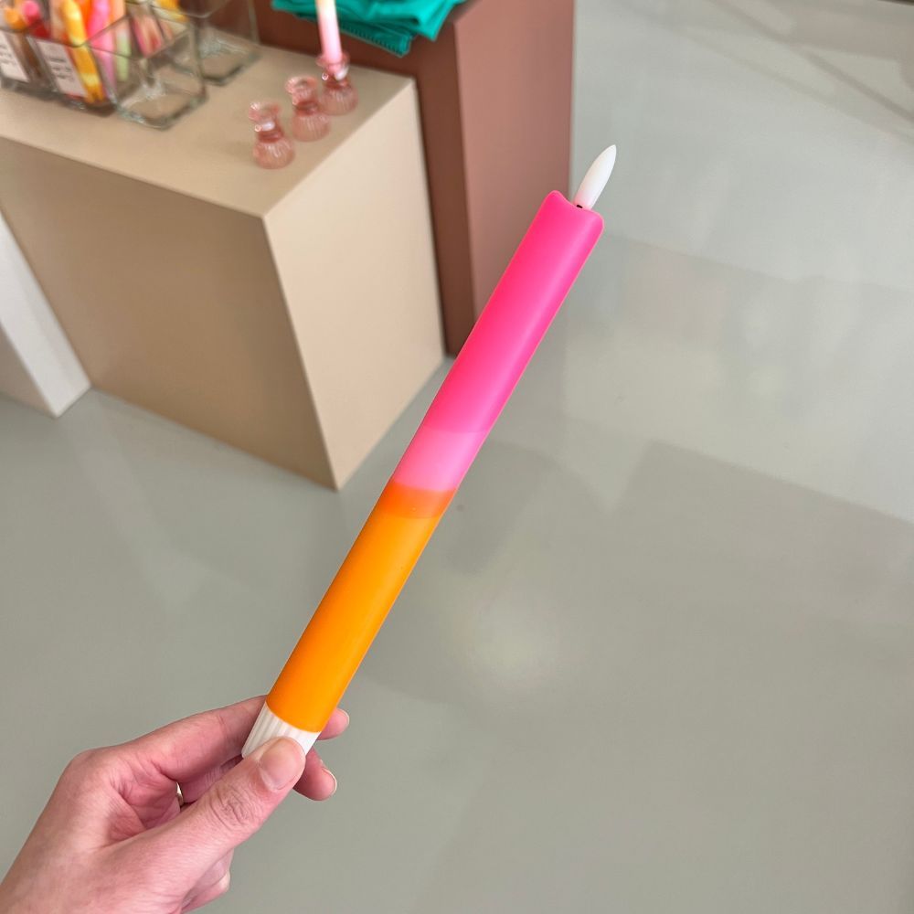 Led kaars - Dip dye Neon roze/oranje