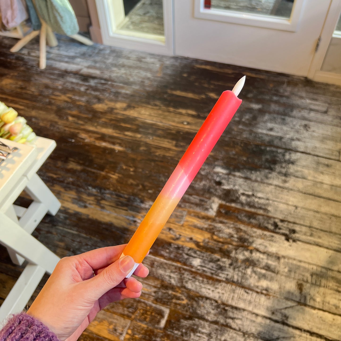 Led Kaars - 4 kleuren oranje/roze