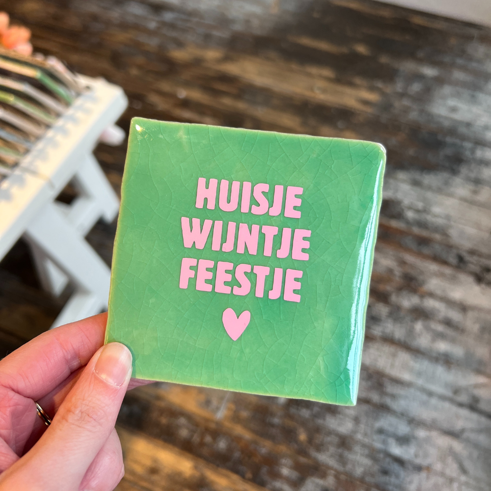 Tegeltje - Huisje Wijntje Feestje