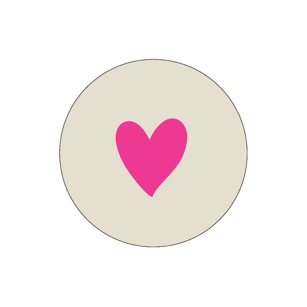 Muurcirkel - Hart Beige/Roze 30cm