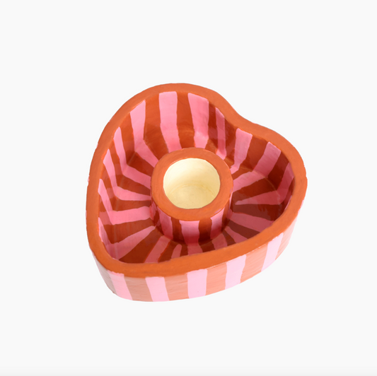 All The Luck In The World - Kaarsenhouder Gestreept Hart