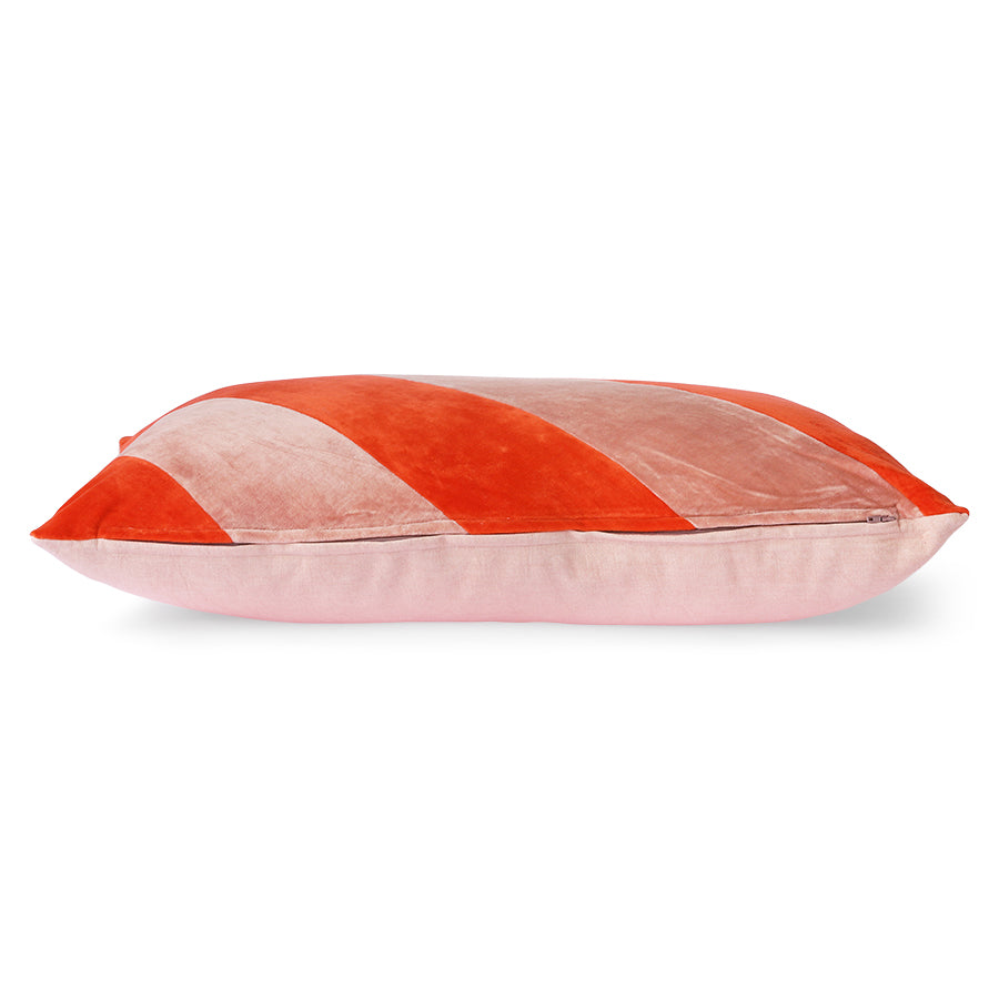 HKLIVING - Striped Velvet Sierkussen - Red/Pink