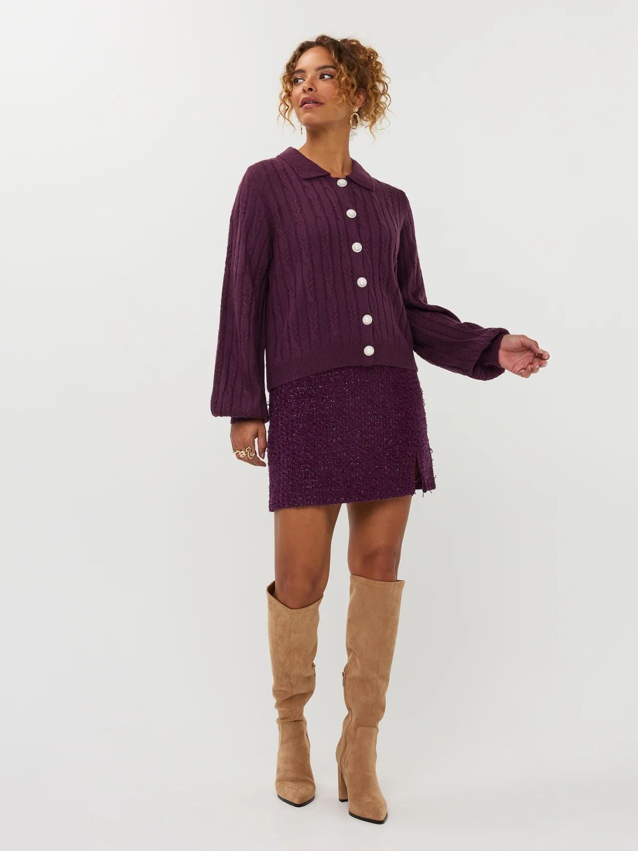 Ydence | Knitted top Colette | Pink purple