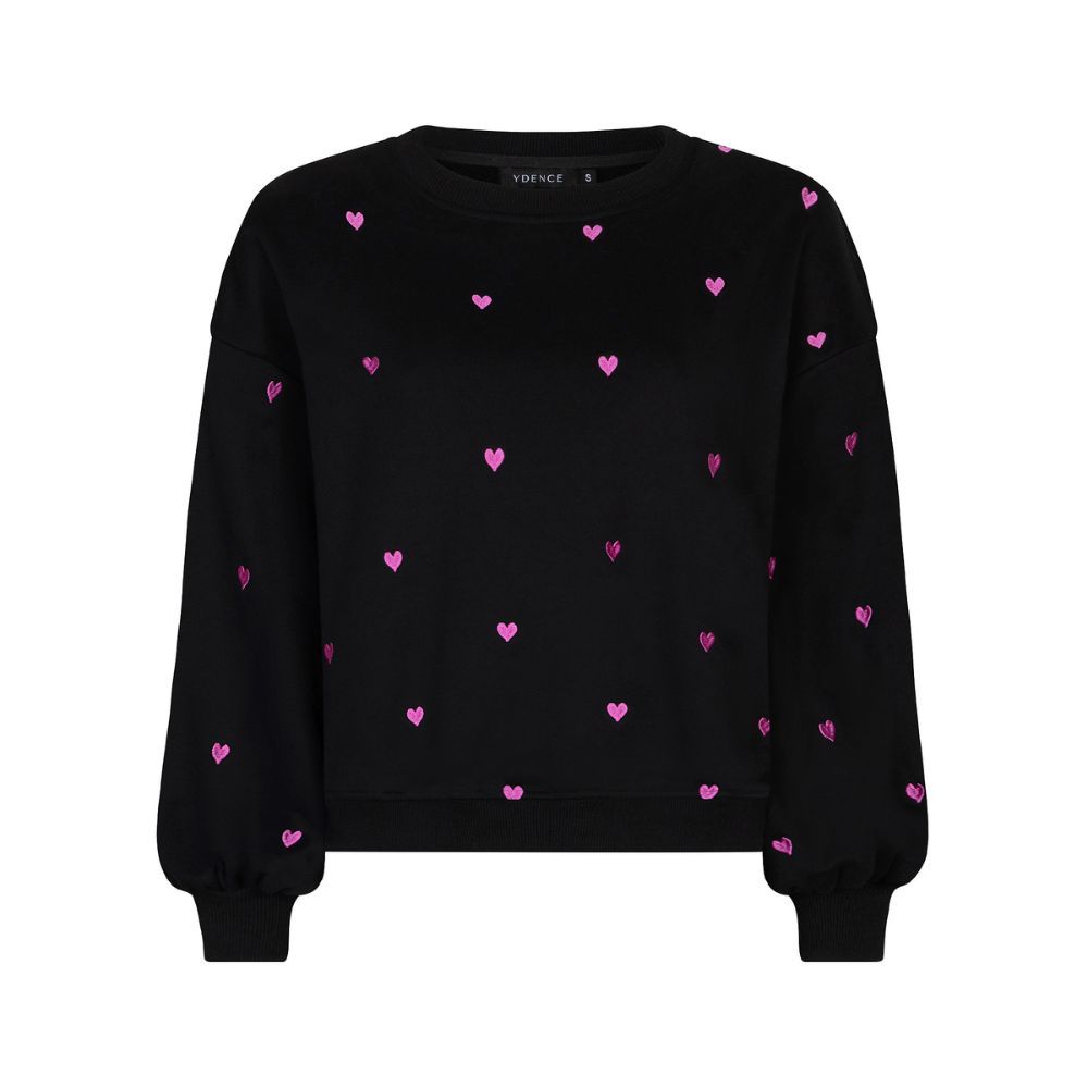 Ydence | Sweater Hearts | Black/fuchsia purple