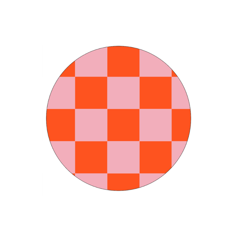 Muurcirkel - Geblokt Oranje/Roze