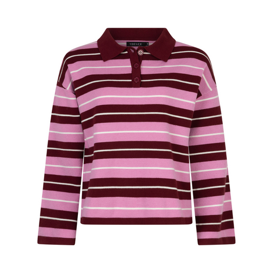 Ydence | Knitted Top Balou | Burgundy/Pink