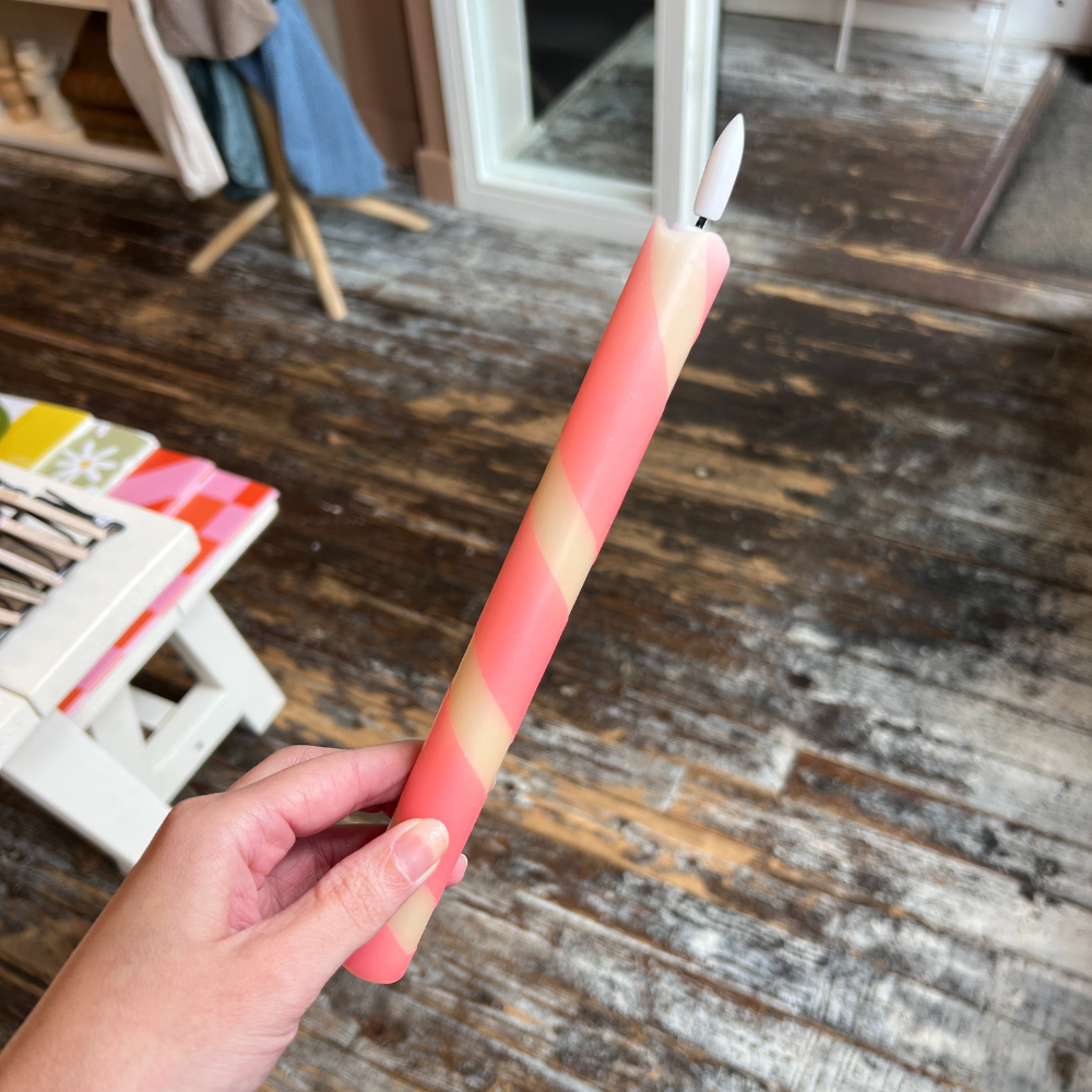 Led Kaars - Swirl Roze/Beige