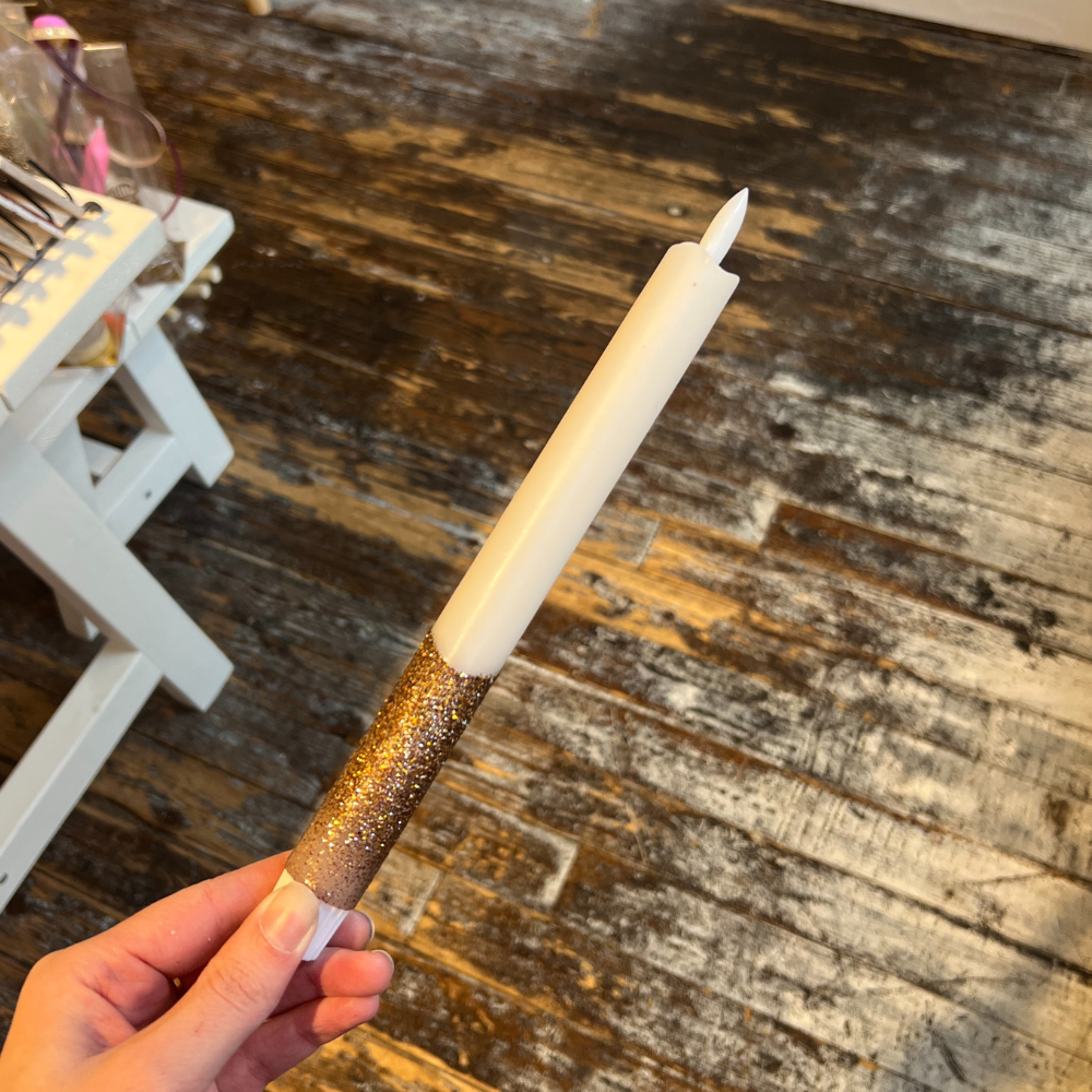 Led Kaars - Glitter Beige/Bruin