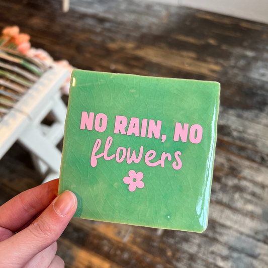 Tegeltje - No Rain, No Flowers