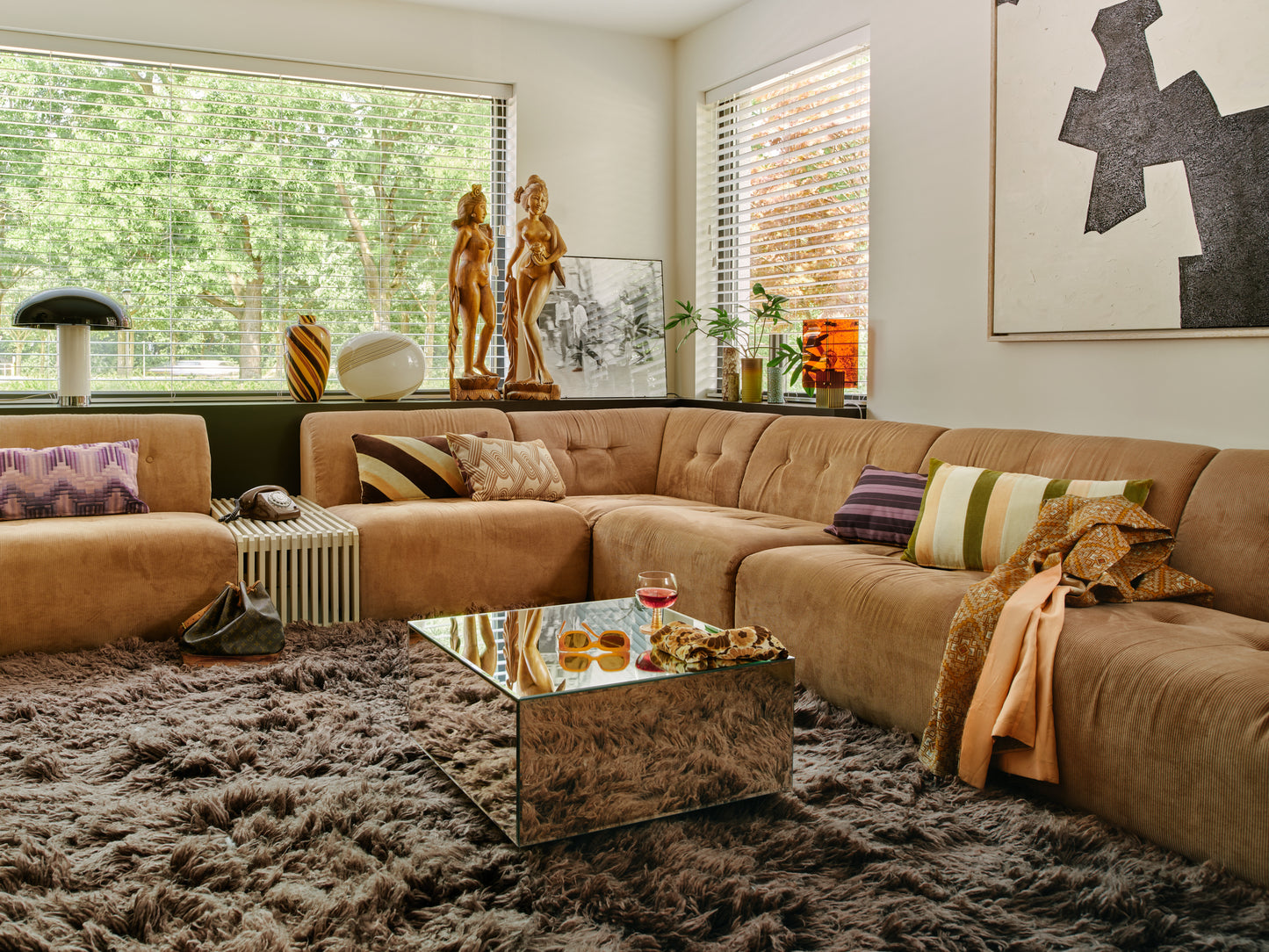 HKLIVING - Striped Velvet Sierkussen - Fields