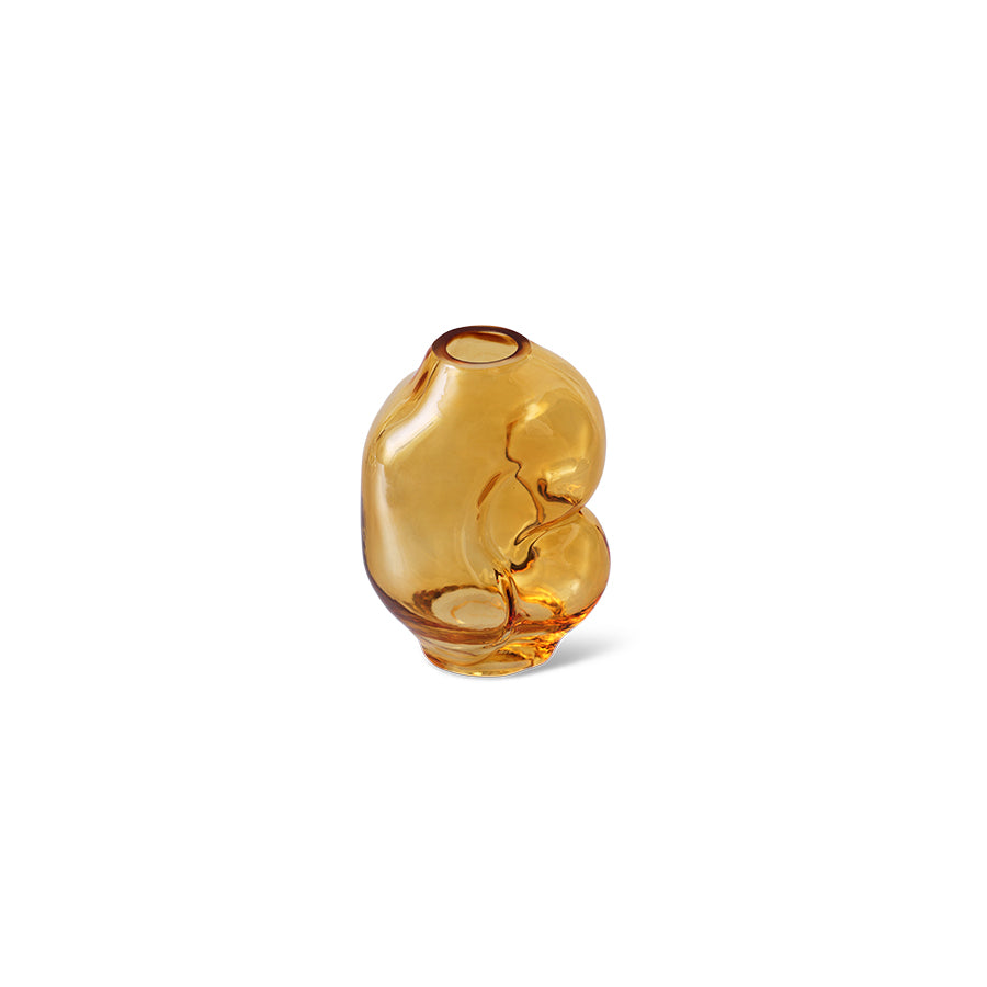 HKLIVING - Gleam Glazen Vaas - Amber Small