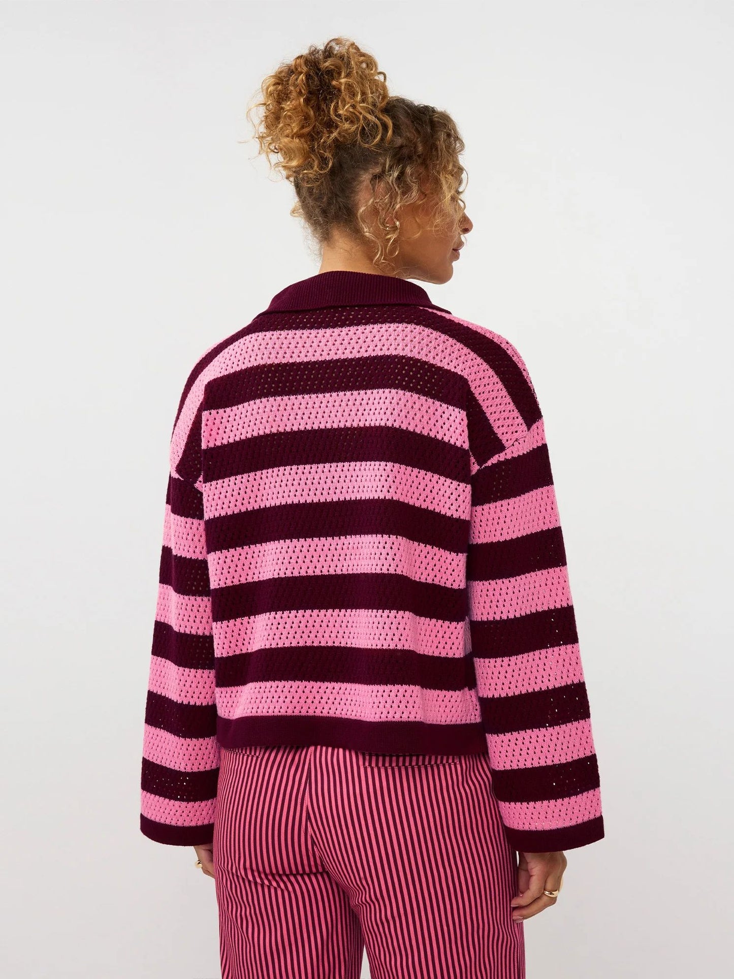 Ydence | Knitted top Agnes | Burgundy/coral pink