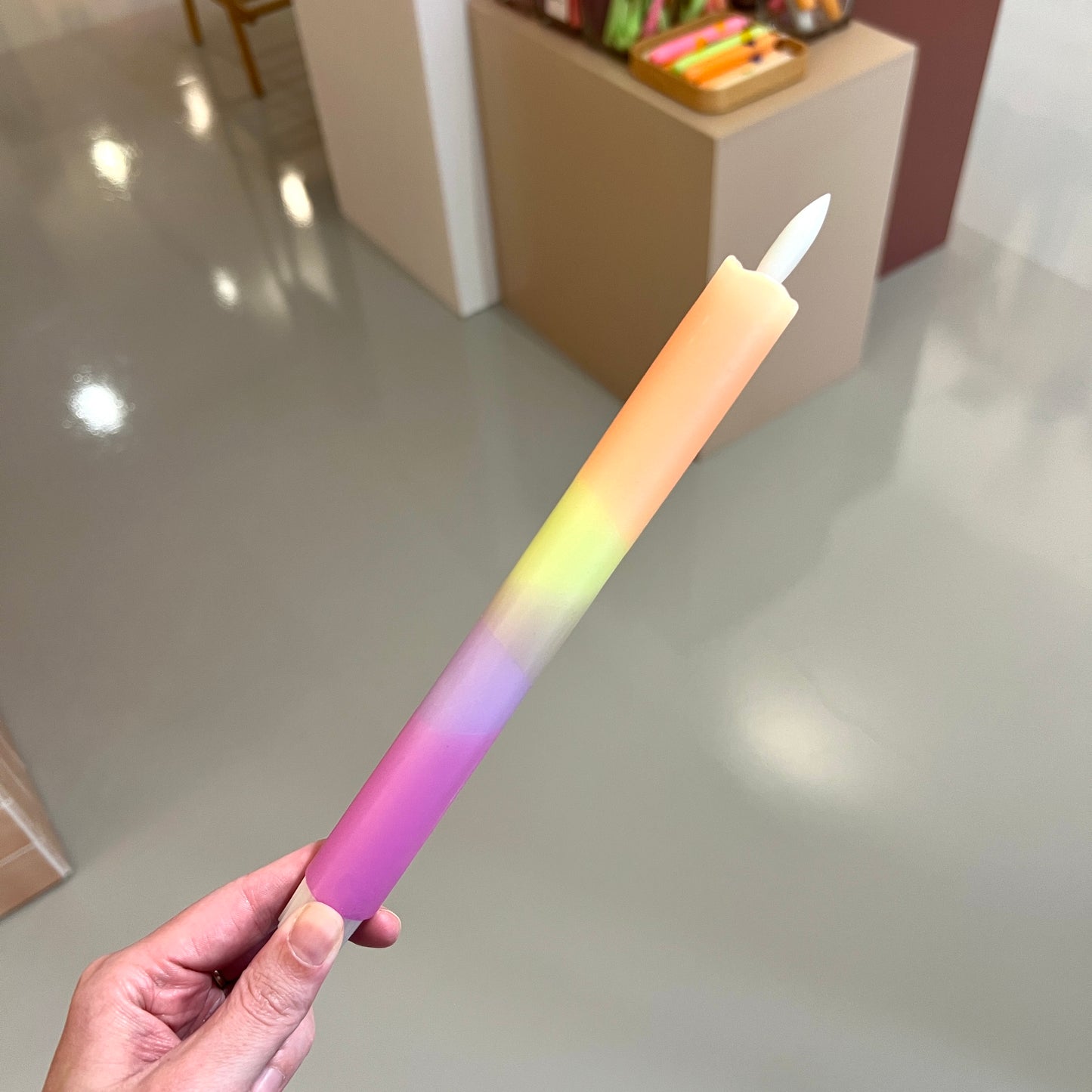 Led Kaars - Dip Dye Lila/geel/oranje