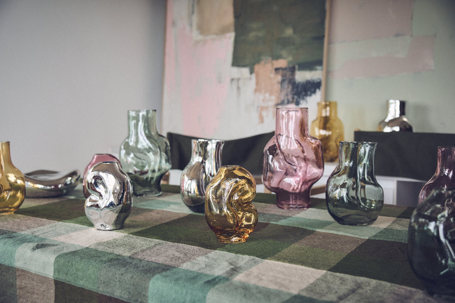 HKLIVING - Gleam Glazen Vaas - Amber Small