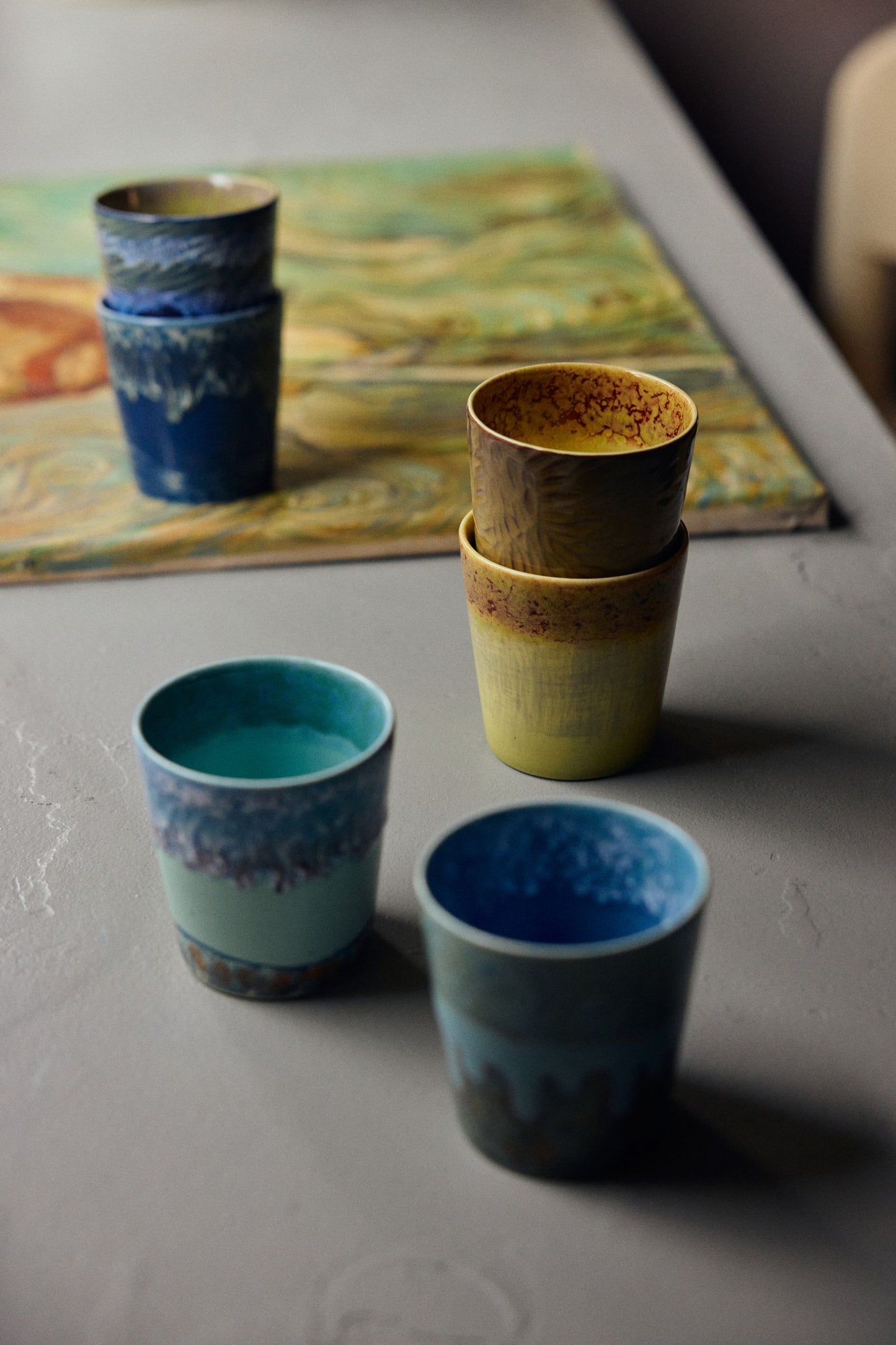 HKLIVING - 70s ceramics Van Gogh coffee mugs - Sunflowers