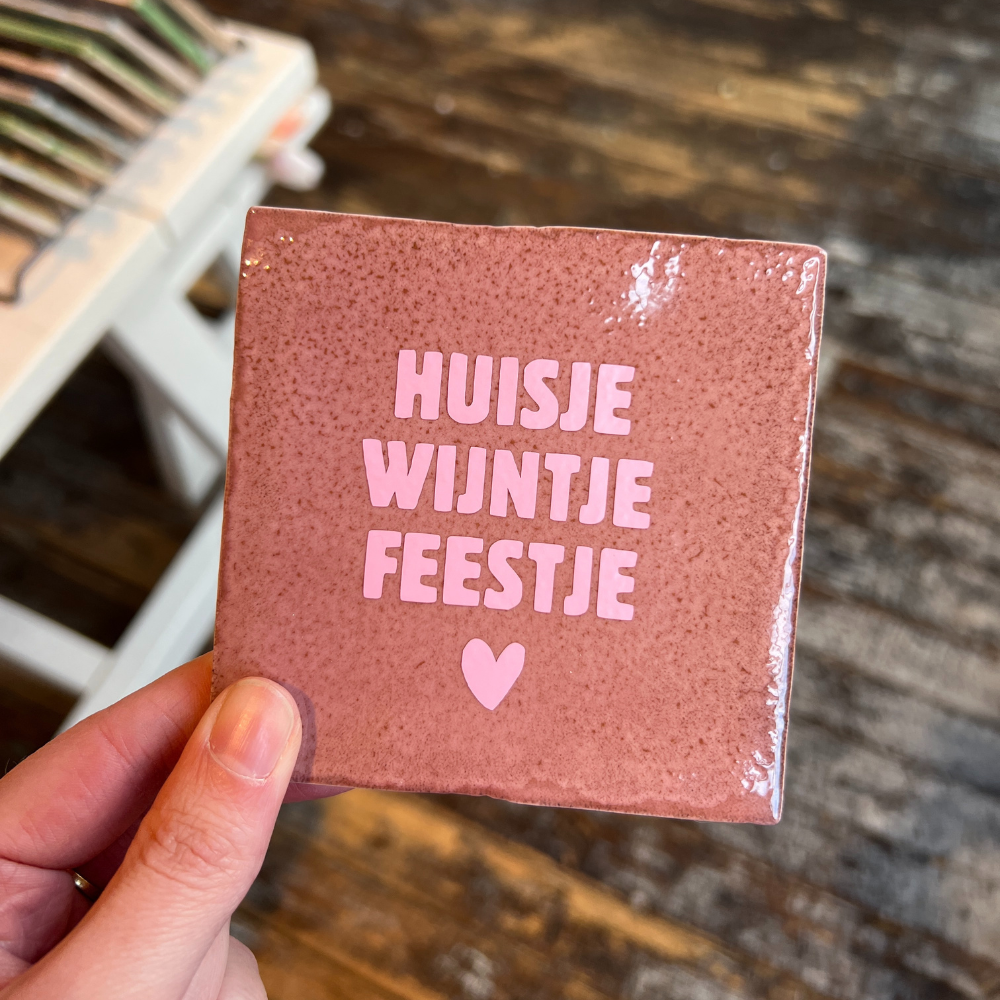 Tegeltje - Huisje Wijntje Feestje