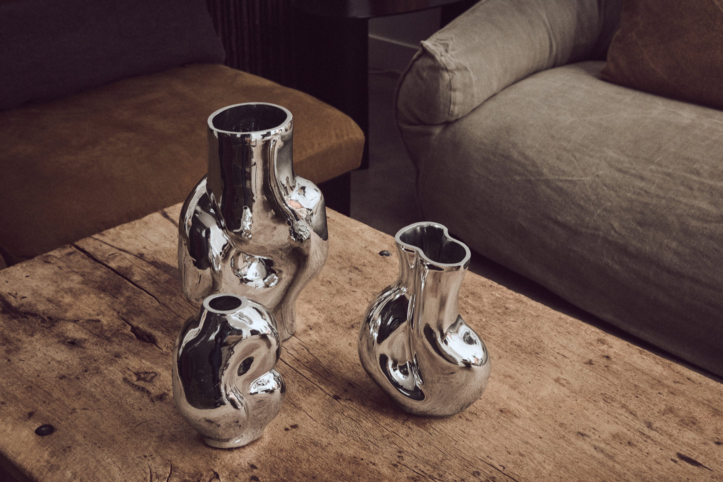 HKLIVING - Gleam Glazen Vaas - Chrome Medium