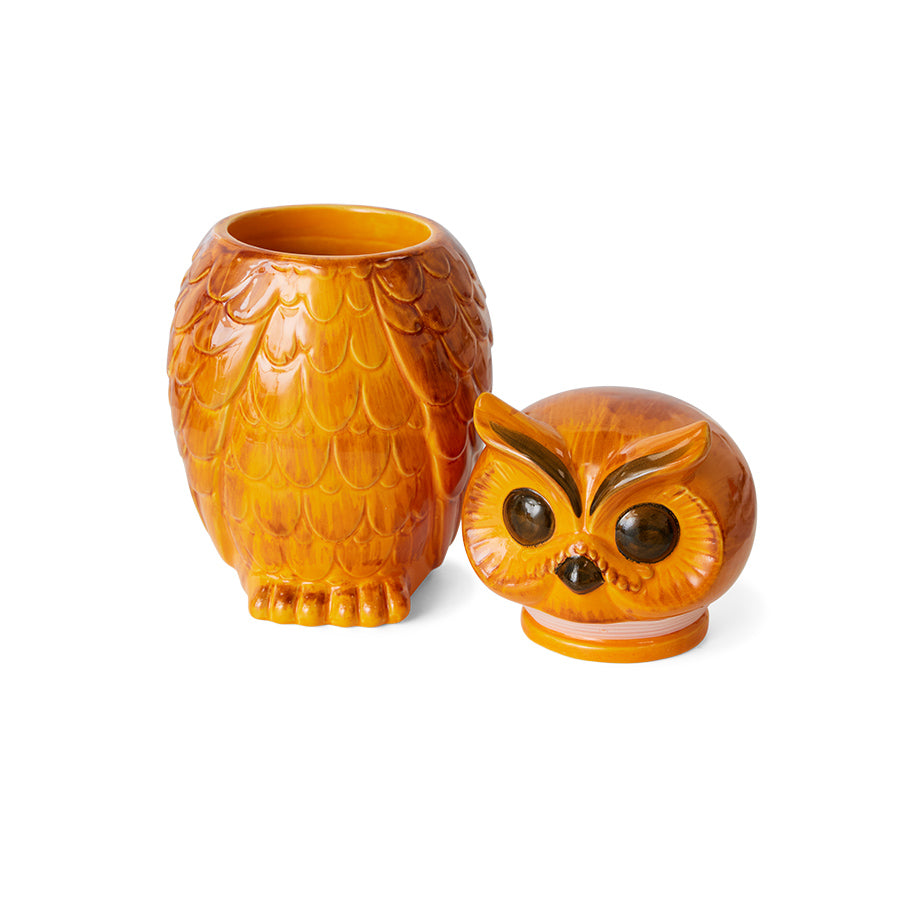 HKLIVING - Ceramic voorraadpot - Owl Tangerine