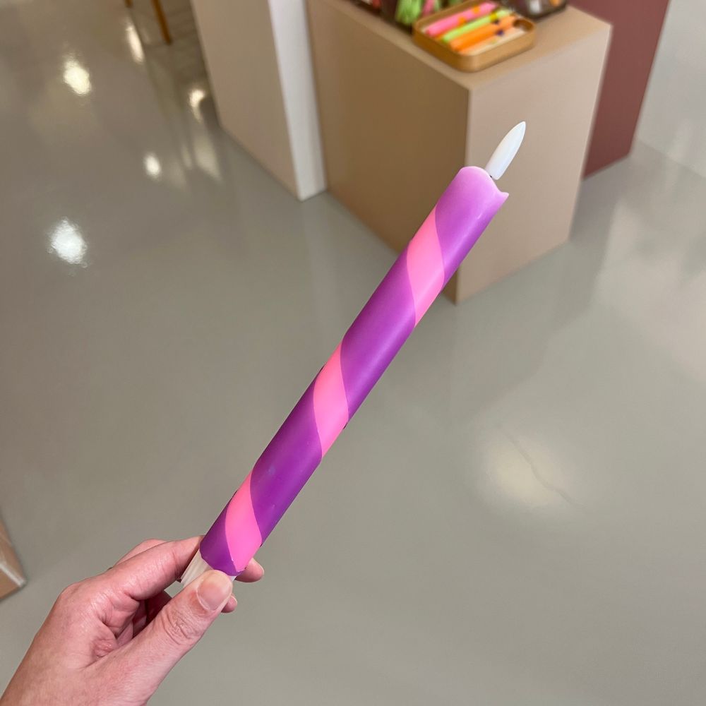 Led Kaars - Swirl Paars/Roze