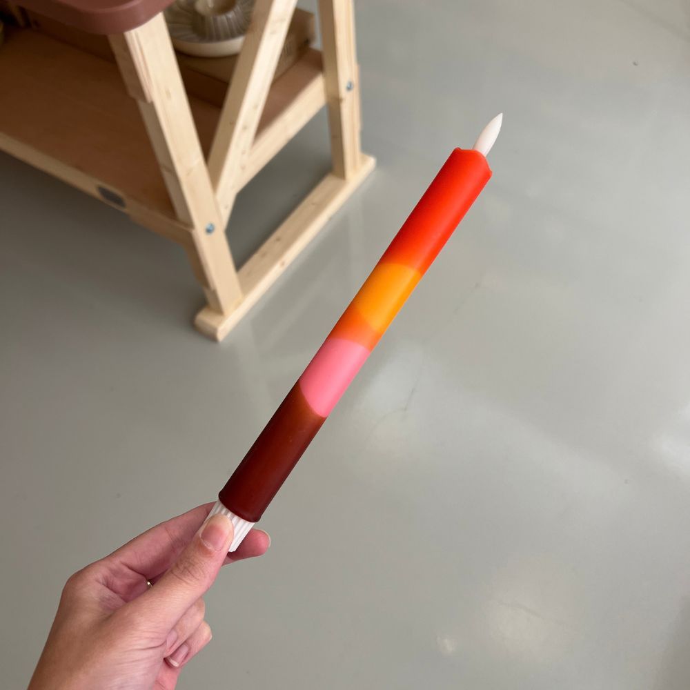 Led Kaars - Dip dye rood/oranje/roze/bruin