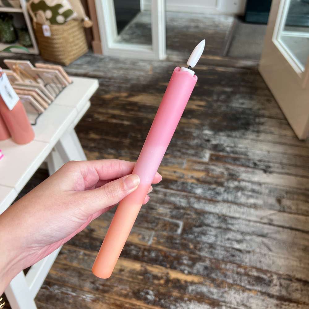 Led Kaars - Dip dye roze/oranje