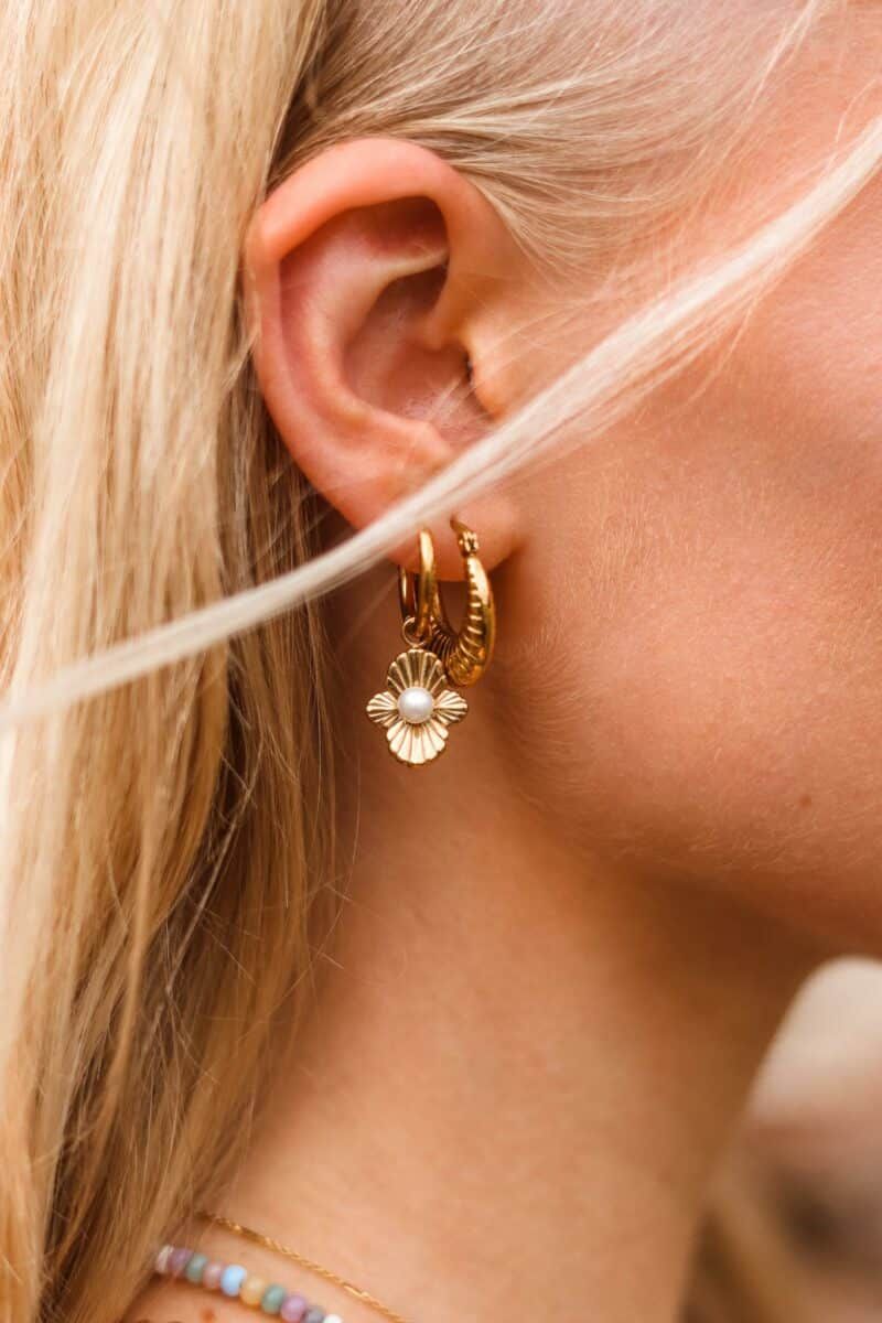 Label Kiki - Hidden pearl hoop gold