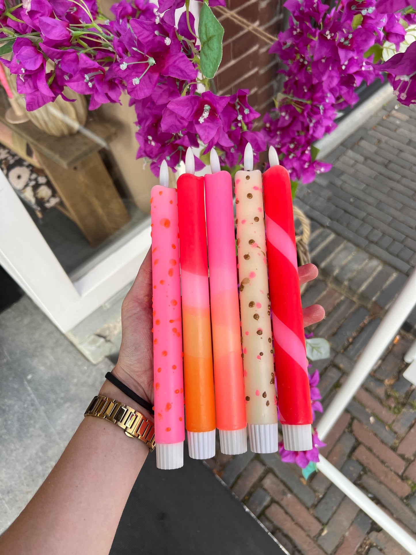 Led Kaars - 4 kleuren oranje/roze