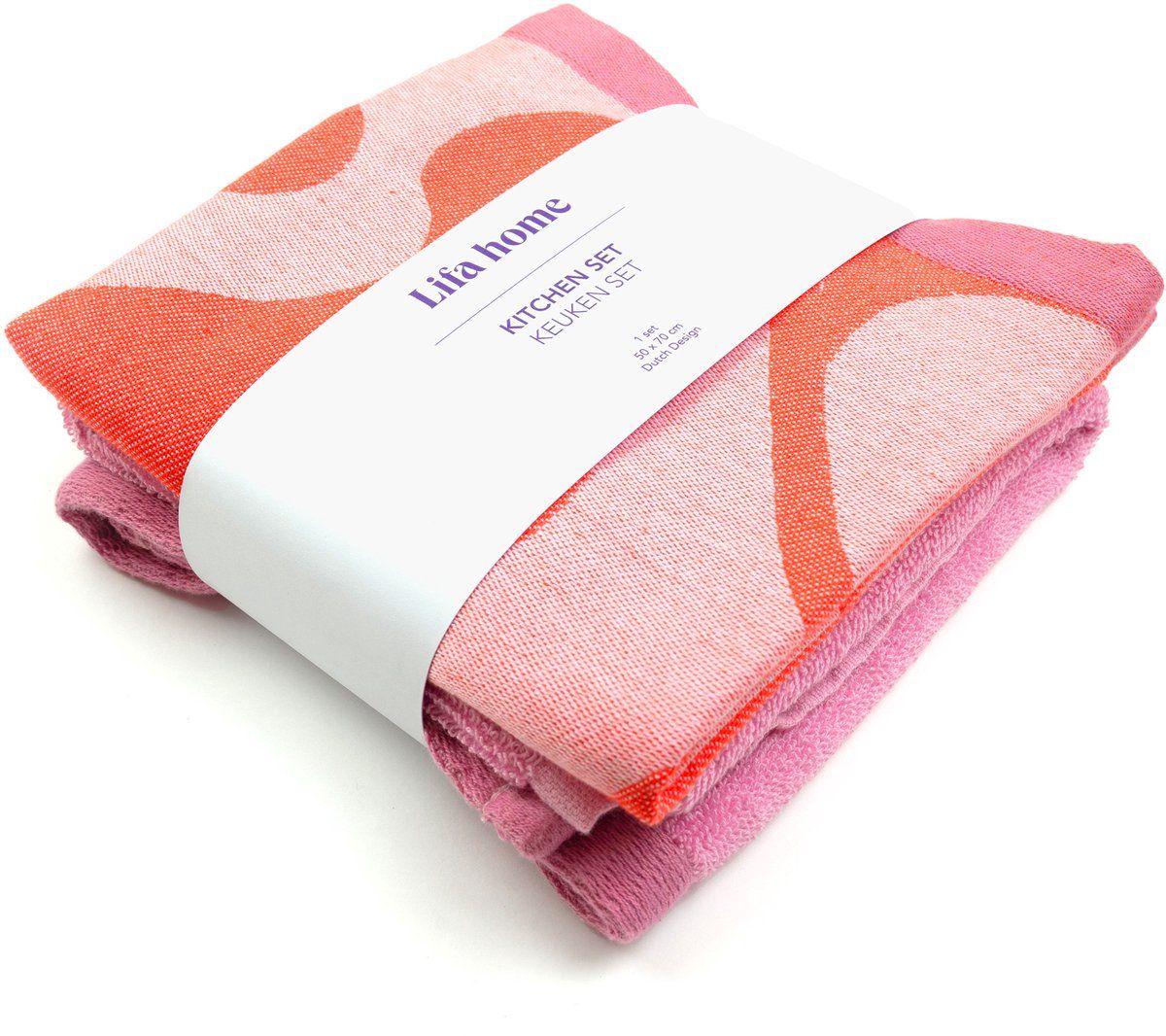 Lifa Home - Theedoek en Handdoek set - Coral Kiss