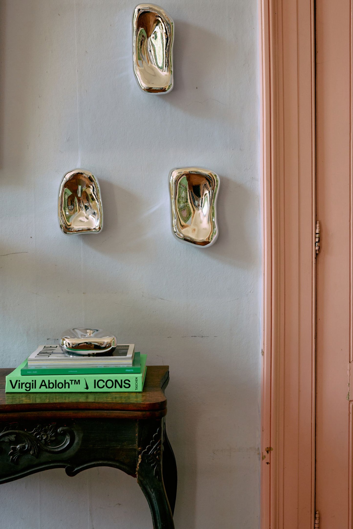 HKLIVING - Glass sculpture chrome - set van 4