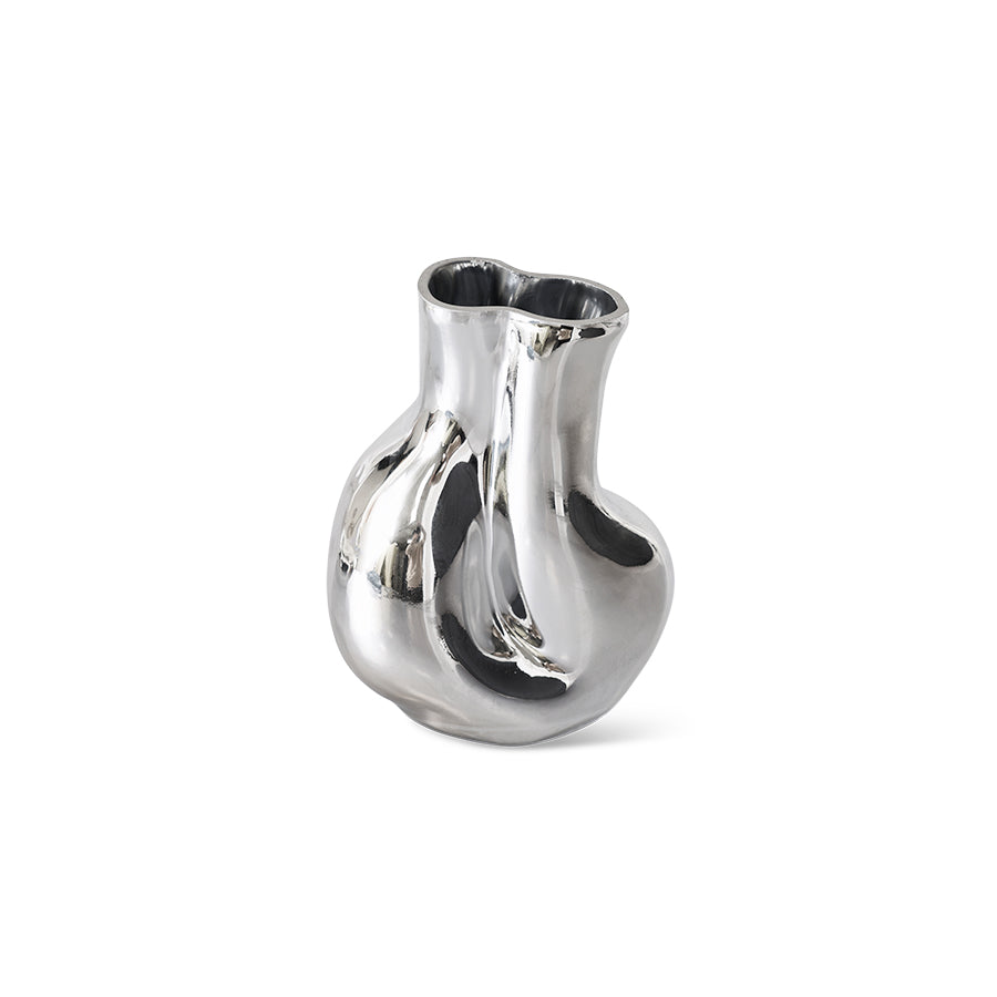 HKLIVING - Gleam Glazen Vaas - Chrome Medium