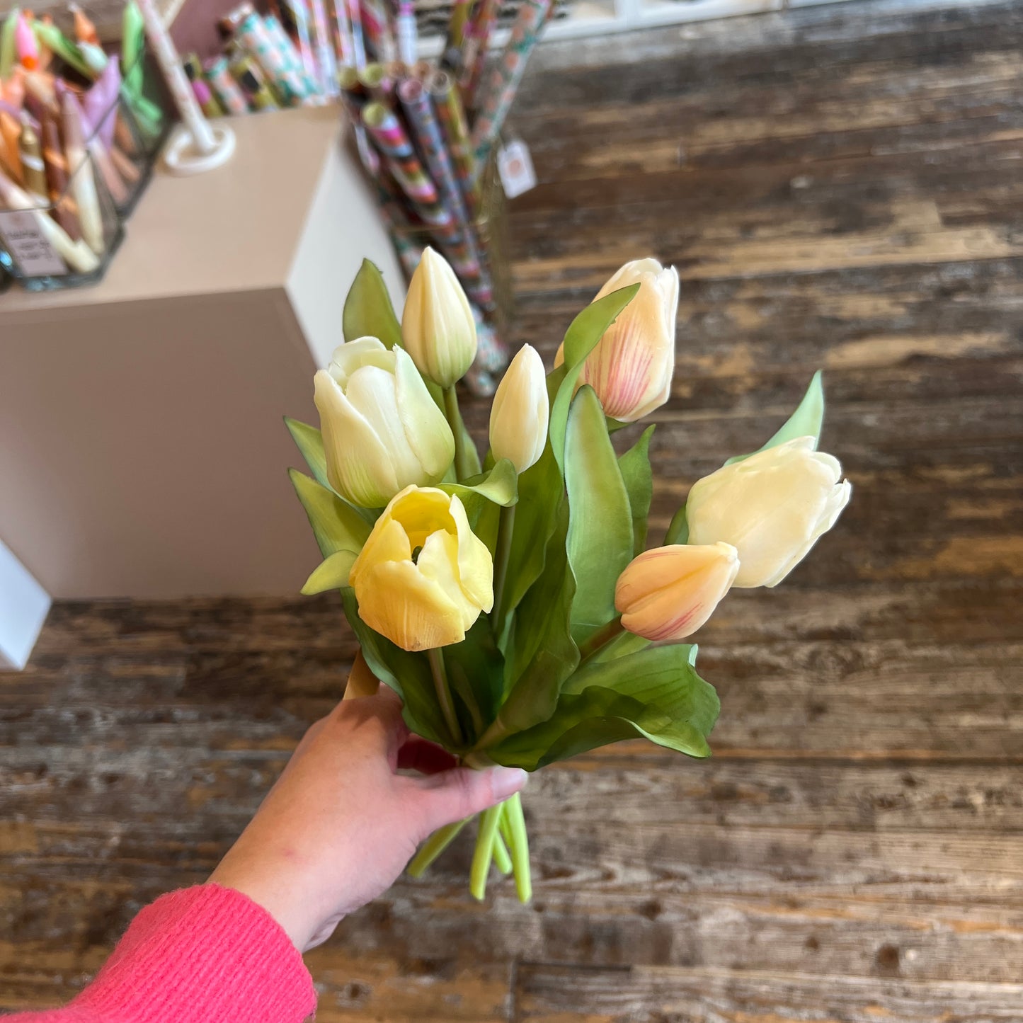 Bosje Tulpen Kort - Geel/Wit/Roze