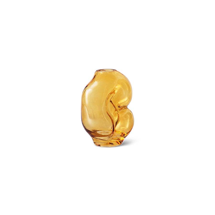HKLIVING - Gleam Glazen Vaas - Amber Small