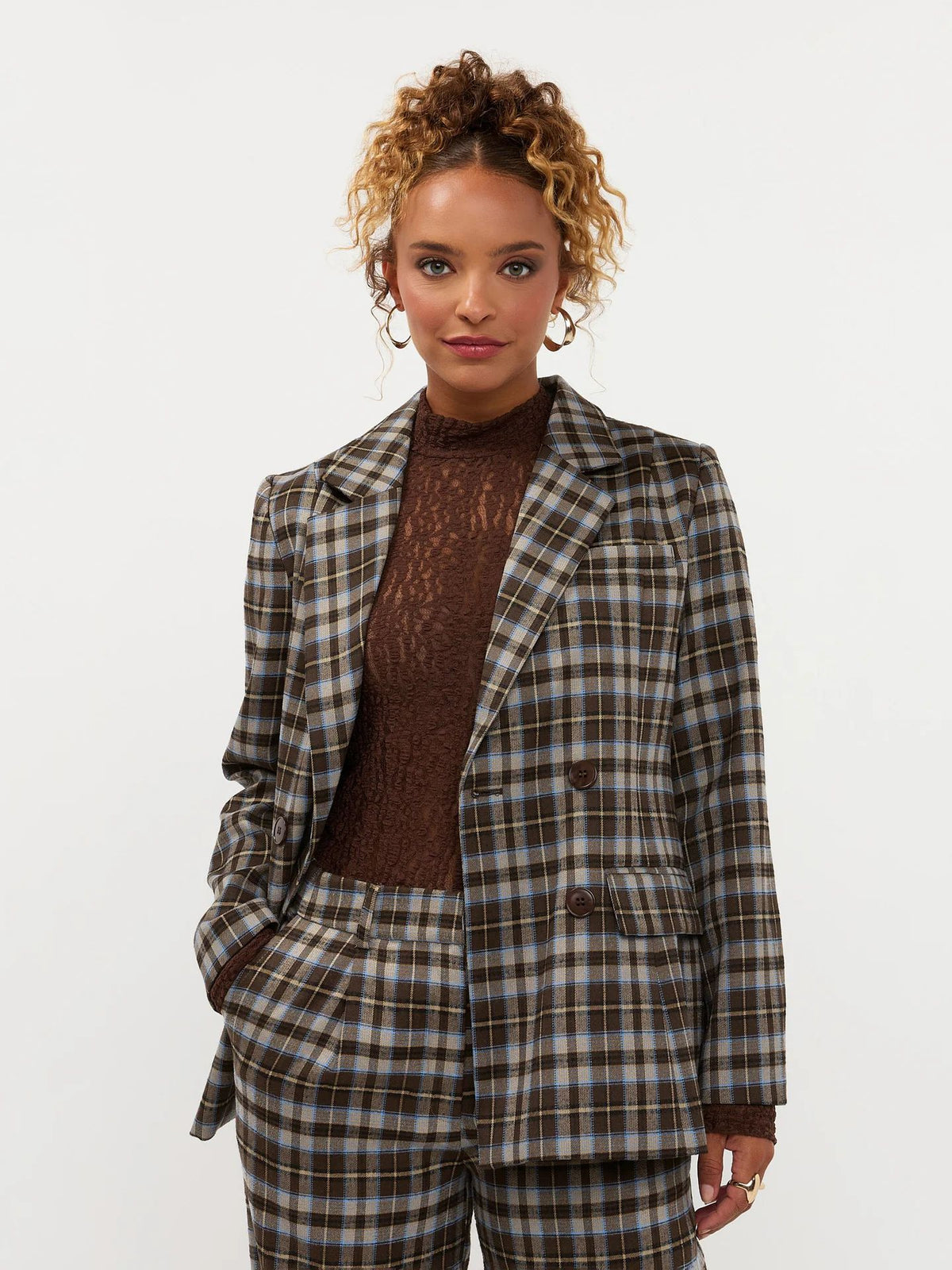 Ydence | Blazer Novalee | Brown/blue check