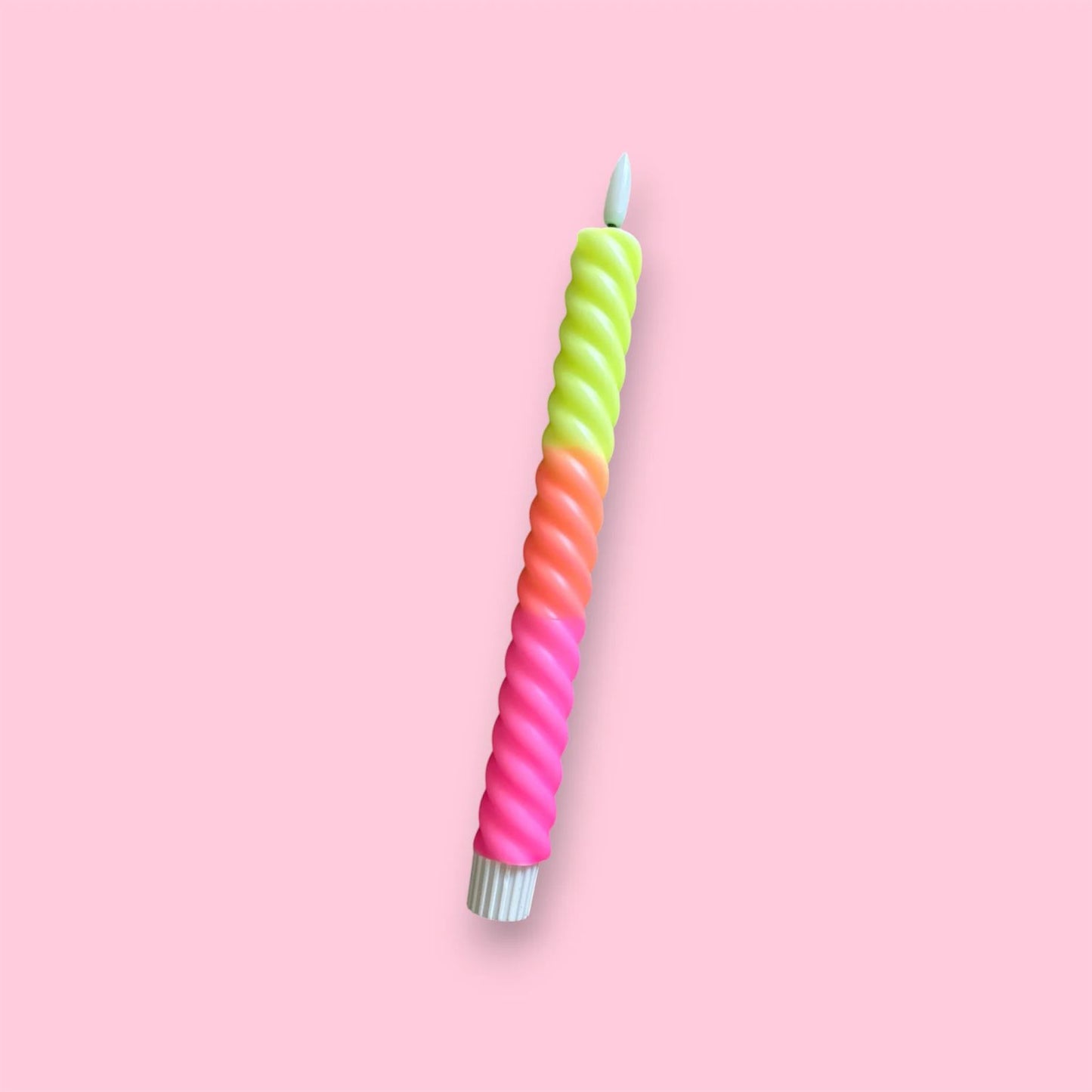 Led kaars swirl - Neon roze/oranje/geel