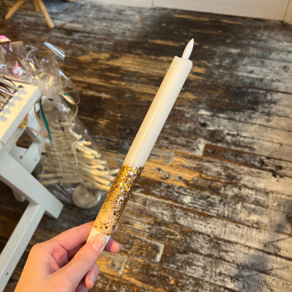 Led Kaars - Glitter Beige/Terra