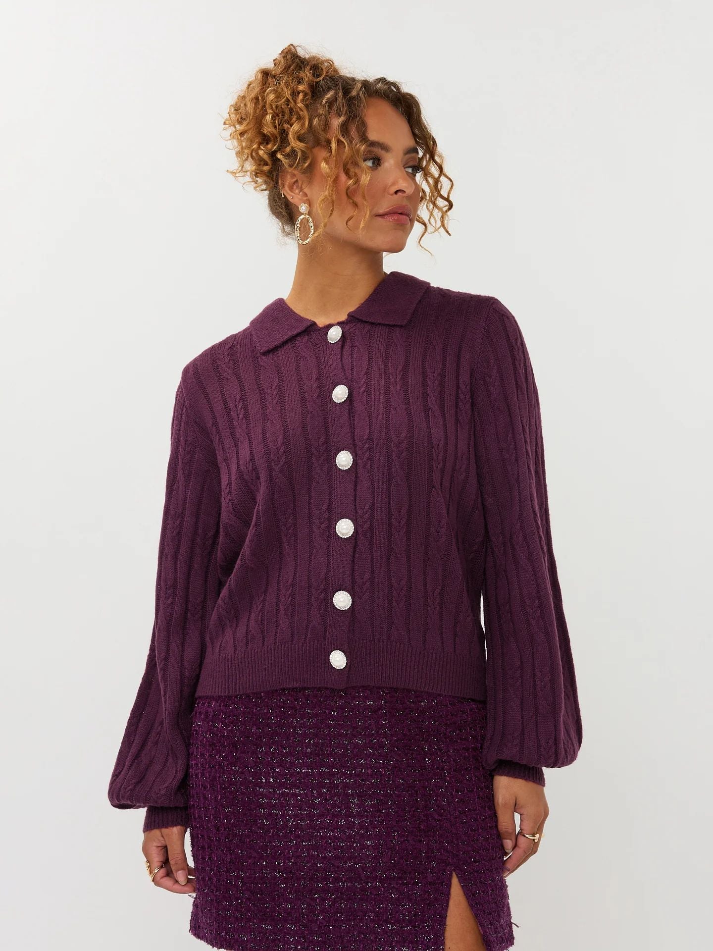 Ydence | Knitted top Colette | Pink purple