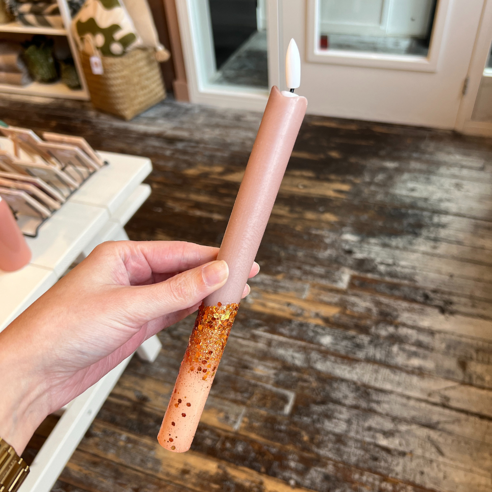 Led Kaars - Glitter Taupe/Terra