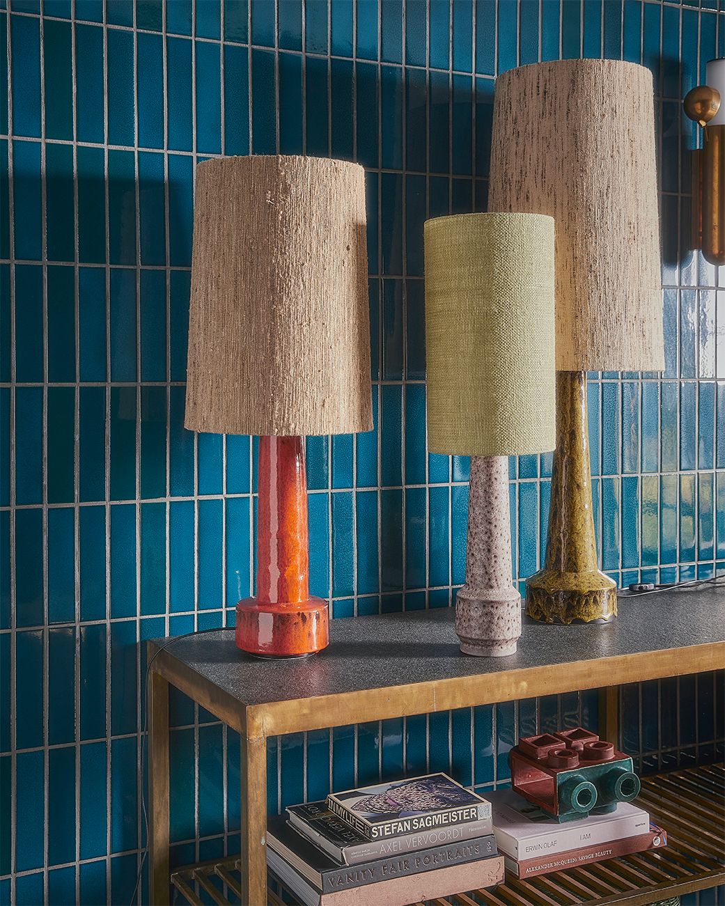 HKLIVING - Jute cylinder lamp shade - Jade Green