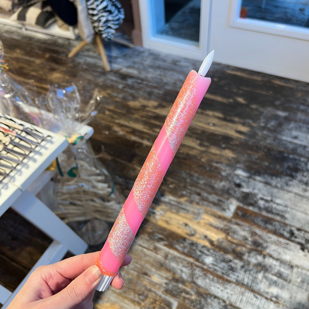 Led Kaars - Swirl Roze Glitter
