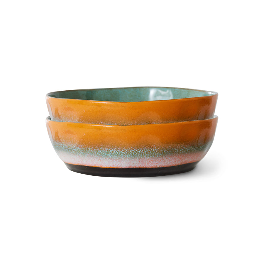 HKLIVING - 70s Pasta Borden set van 2 - Golden Hour