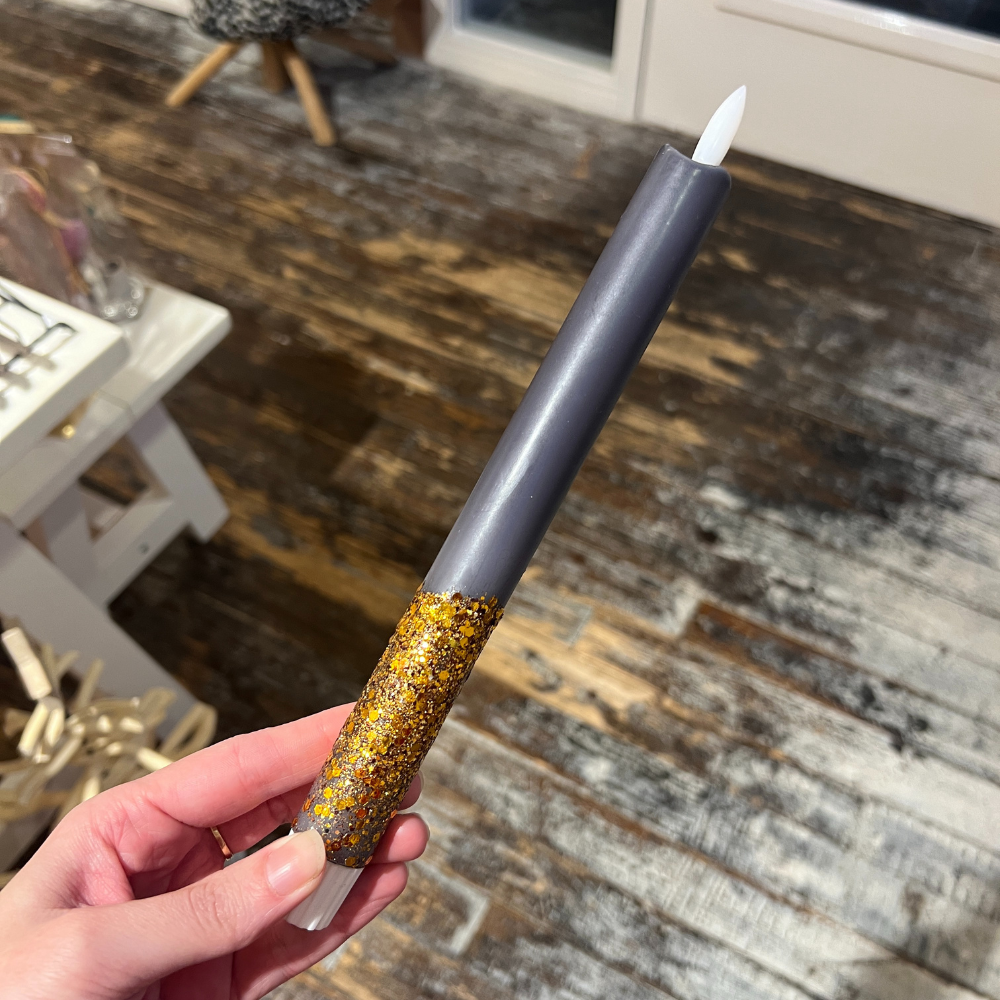 Led Kaars - Glitter Antraciet