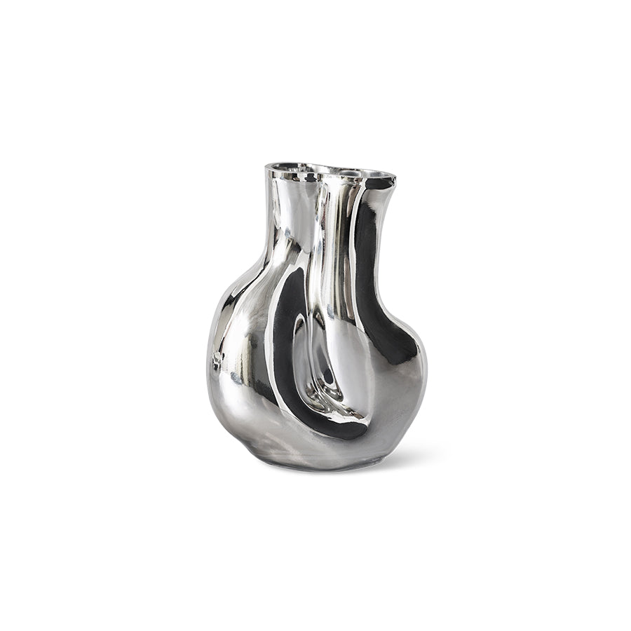 HKLIVING - Gleam Glazen Vaas - Chrome Medium